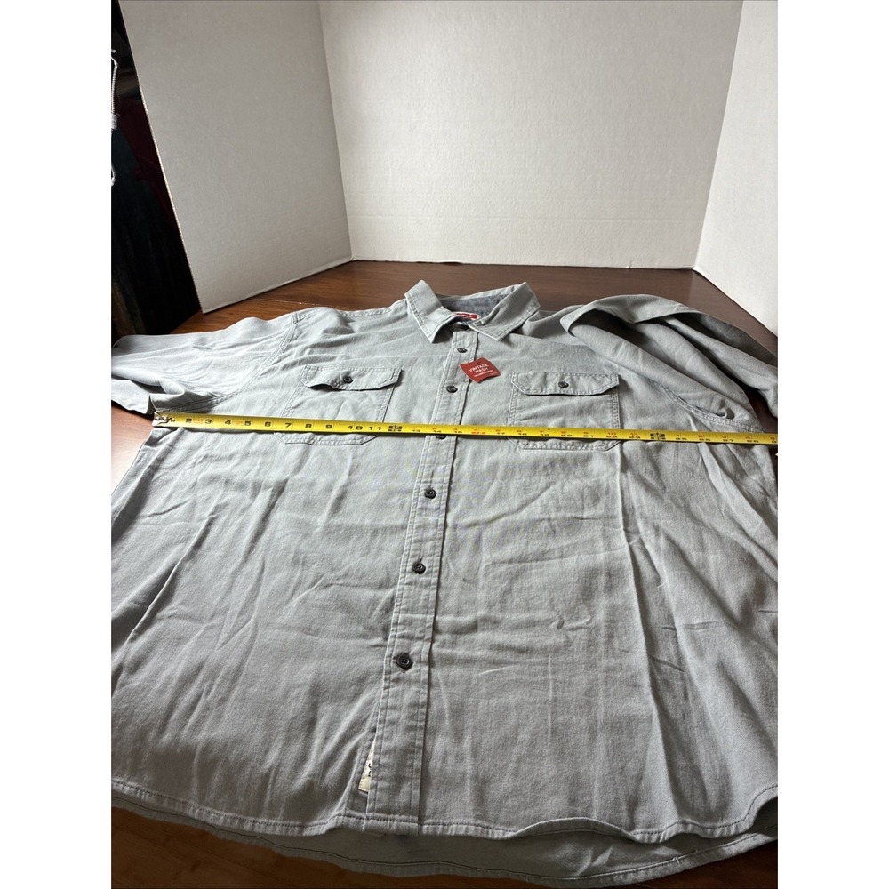 Wrangler Men's Comfort Flex Shirt Twill Long Sleeve Button Up 2XL Gray - Picture 11 of 15